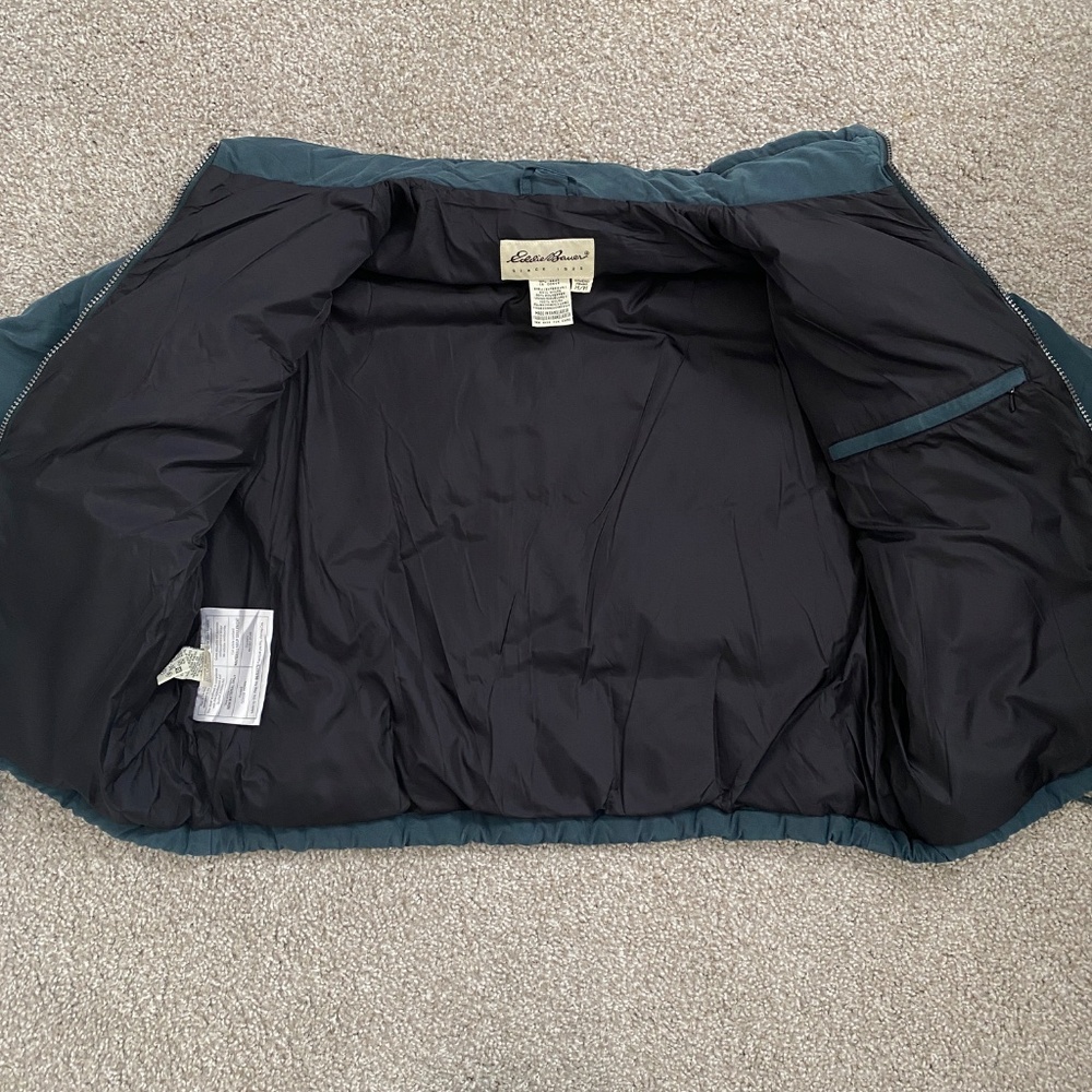 VTG Eddie Bauer Women's Cropped Goose Down Puffer Coat Green Size M - Picture 5 of 7